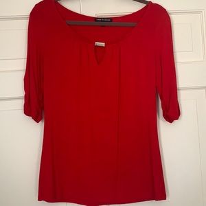 Cable & Gauge Red Knit Top w/hardware accent